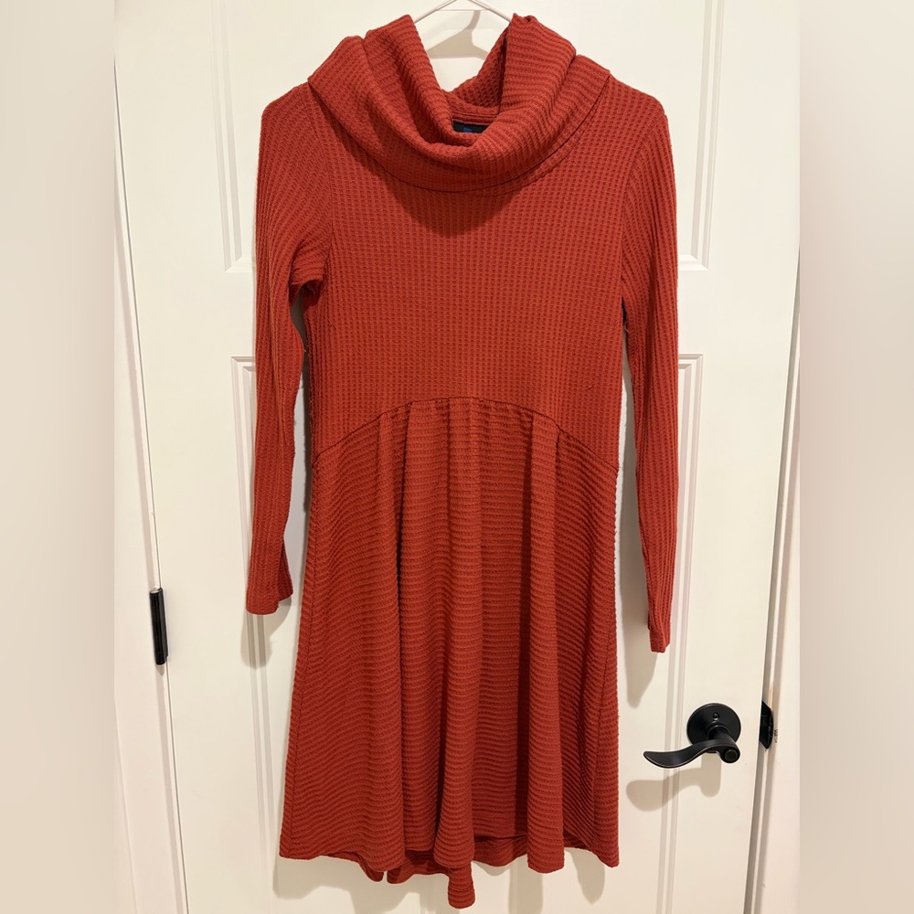 Cynthia Rowley Rust Orange Knit Cowl-Neck Dress
